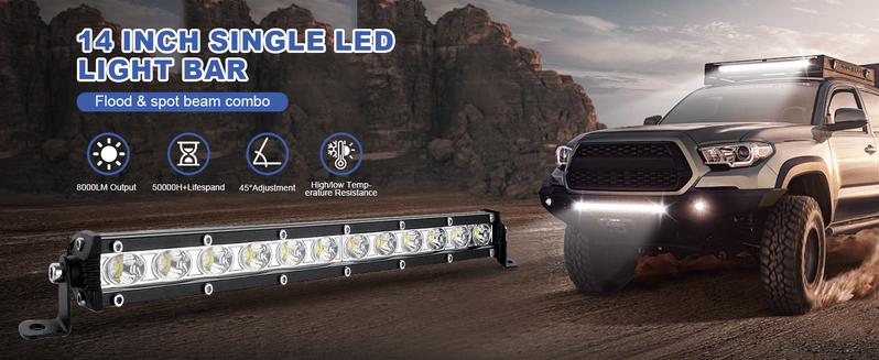 DIBMS 2 Pack Led Light Bar 14in Signal Row Light Bar [14in w/Bracket] 40W Spot Flood Combo Off Road Light, Waterproof Slim Light Bar for SUV Jeep ATV Boat