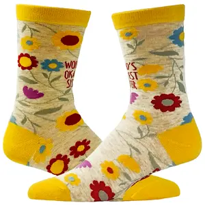 Youth Worlds Okayest Sister Sock Funny Cute Sibiling Love Footwear Funny Graphic Socks Comfortable Fitted Spandex Cotton