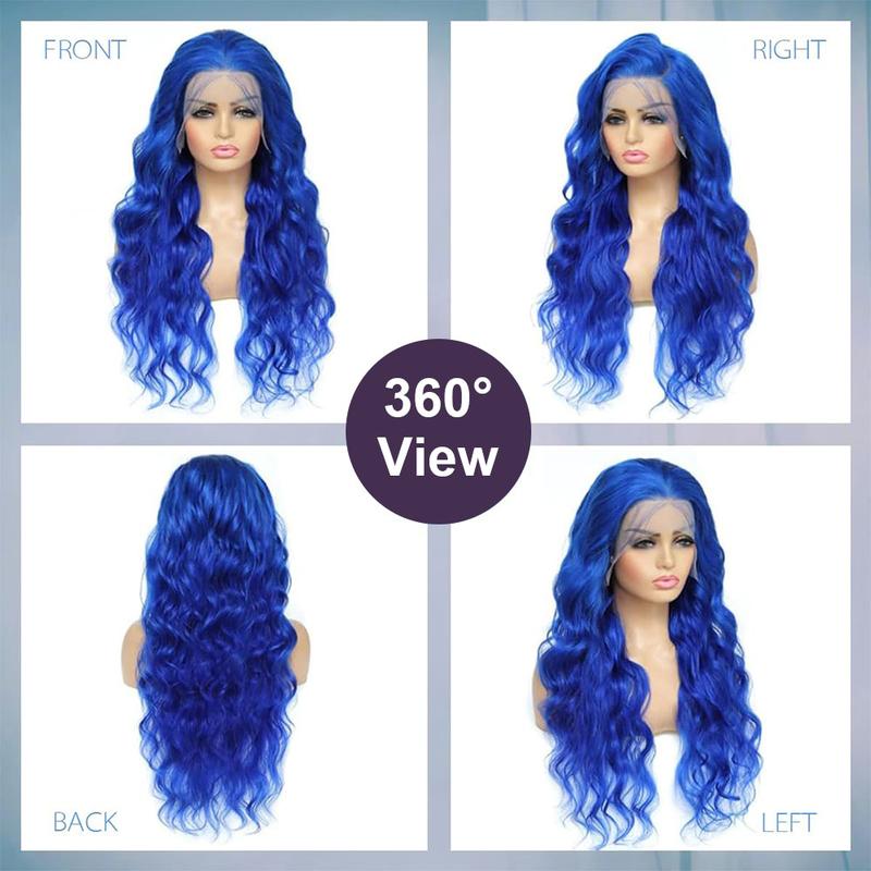 13x6 Blue Lace Frontal Wigs 200% Density HD Glueless Body Wave Human Hair Wigs Colored Wigs 613 Blonde Ginger Pink Red 40inch Long Wigs