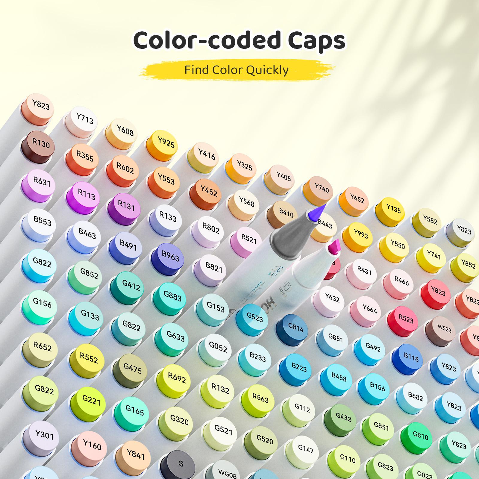 HOTU Dual Tip Alcohol Markers Set – 60/100/120Colors, Fine/Brush & Chisel Tips, Easy Blending, Safe Materials, Colorless Blender, Perfect for Kids & Artists, Sketching, Adult Coloring, Great Gift Idea