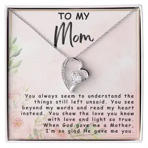 To My Mom | God Gave Me a Mother | Forever Love Necklace | CZ Crystal Gift Set