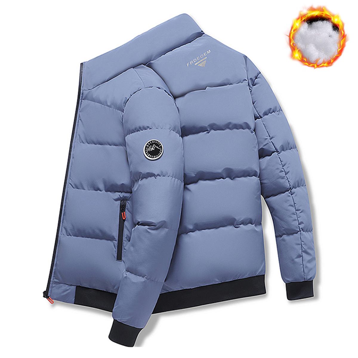 Men's Winter Jacket Full Zip & Stand Collar - Windproof Coat, Skiing, Outdoor Activities Casual Wear - Ideal Cold Weather Gift for Husband, Men's Winter Jacket