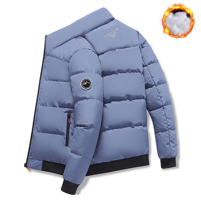 Men's Winter Jacket Full Zip & Stand Collar - Windproof Coat, Skiing, Outdoor Activities Casual Wear - Ideal Cold Weather Gift for Husband, Men's Winter Jacket