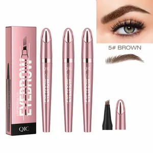 【3pcs】QIC Microblading Eyebrow Pencil, Eyebrow Pen with an Upgrade Micro-Fork Tip Applicator, Waterproof, Long-Lasting Microblading Eyebrow Pencil, Flawless Brow Pen for Natural Looking, Eyebrowtint, Brown Eye Makeup Cosmetic