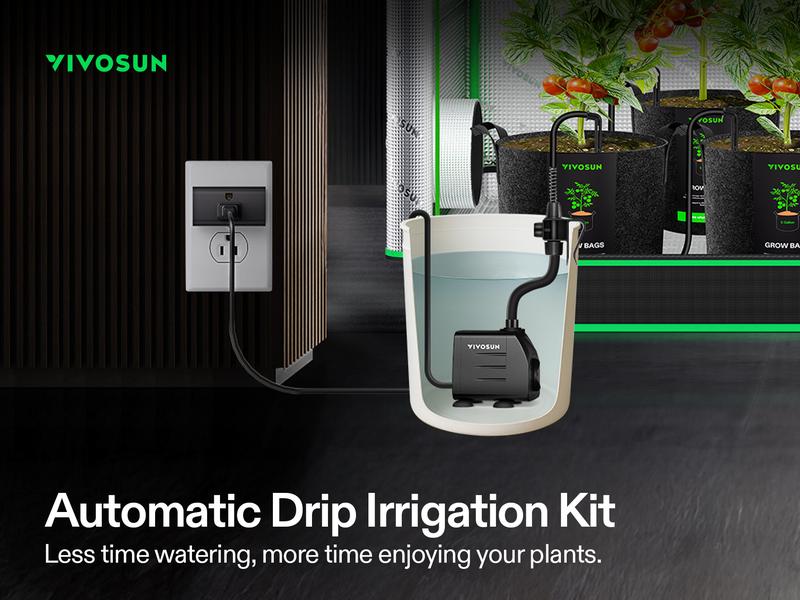 VIVOSUN Automatic Drip Irrigation Kit, Smart Watering System with 16 Drip Emitters, 4mm Fast Flow, App-Controlled A10 GrowHub, Quiet 15W Pump, Anti-Siphon & Filtered for Indoor & Outdoor Plants VIVOSUN Automatic Drip Irrigation Kit, Smart Watering System with 16 Drip Emitters, 4mm Fast Flow, App-Controlled A10 GrowHub, Quiet 15W Pump, Anti-Siphon & Filtered for Indoor & Outdoor Plants