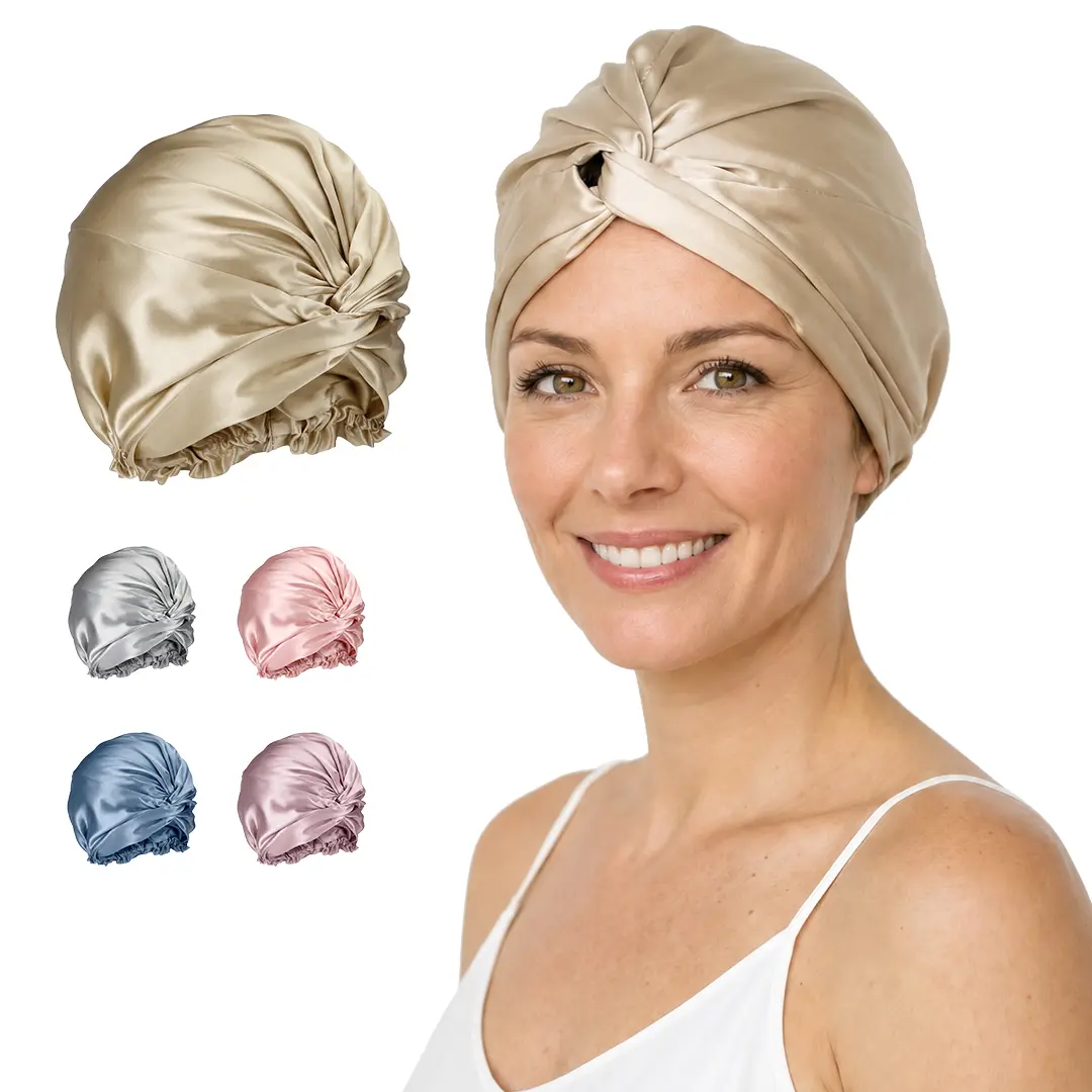 100% Mulberry Silky Elastic Sleep Bonnet - 19 Momme Hypoallergenic Adjustable Haircare Accessory for Anti-Frizz Smooth Hair Protection, Sleep Bonnets, Cap, Sleep Cap