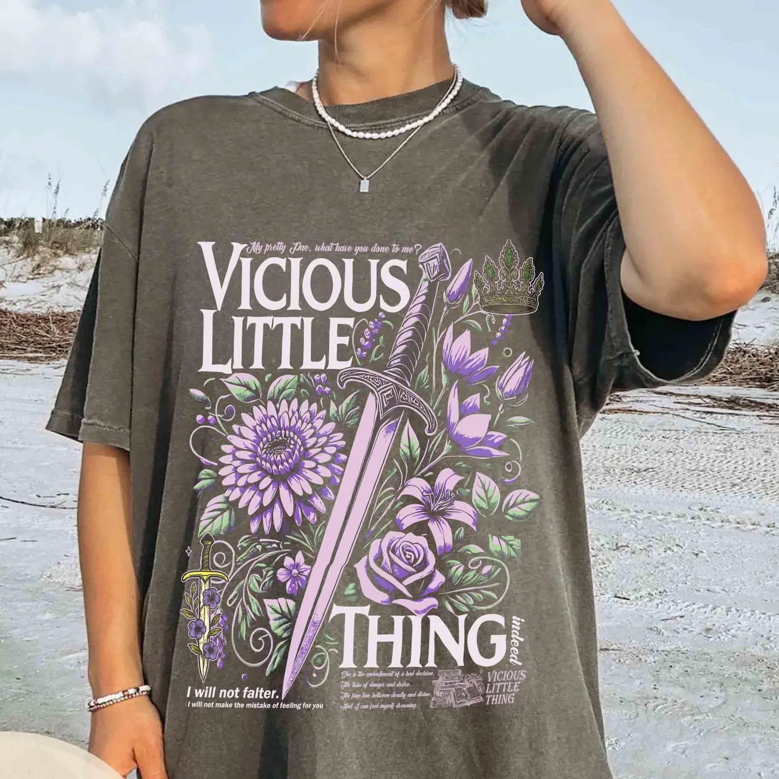 Comfort Color Comfort Color Vicious Little Thing Powerless Comfort Colors Shirt, Powerless Bookish Shirt, Kai Azer Paedyn Gray Shirt, Fantasy Bookish Tee