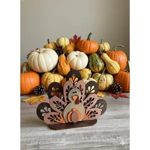 Turkey Thanksgiving Centerpiece Wood Table Decor Friendsgiving Decor Fall Autumn Handmade