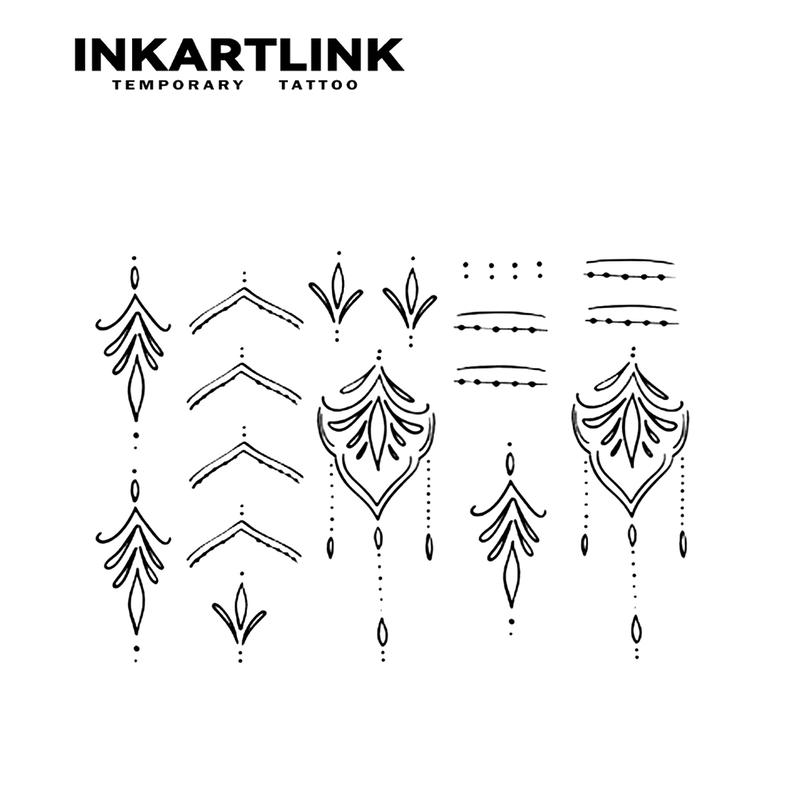INKARTLINK Tattoo Tech, 2 Sheets Semi-Permanent Temporary Tattoos,Henna Finger Tattoo-4 , Adult Art Design,Lasts 1-2 Weeks, Waterproof, Realistic Look, No Adhesive, No Reflection,For Man And Woman,Ideal for Swimming, Party