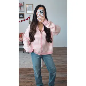 Rose Milk Striped Hoodie