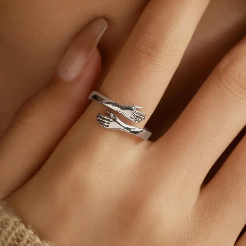 Hug Ring for Daughter Granddaughter Girlfriend Love & Protection Promise Ring Will Always Love You Gift Hand Design