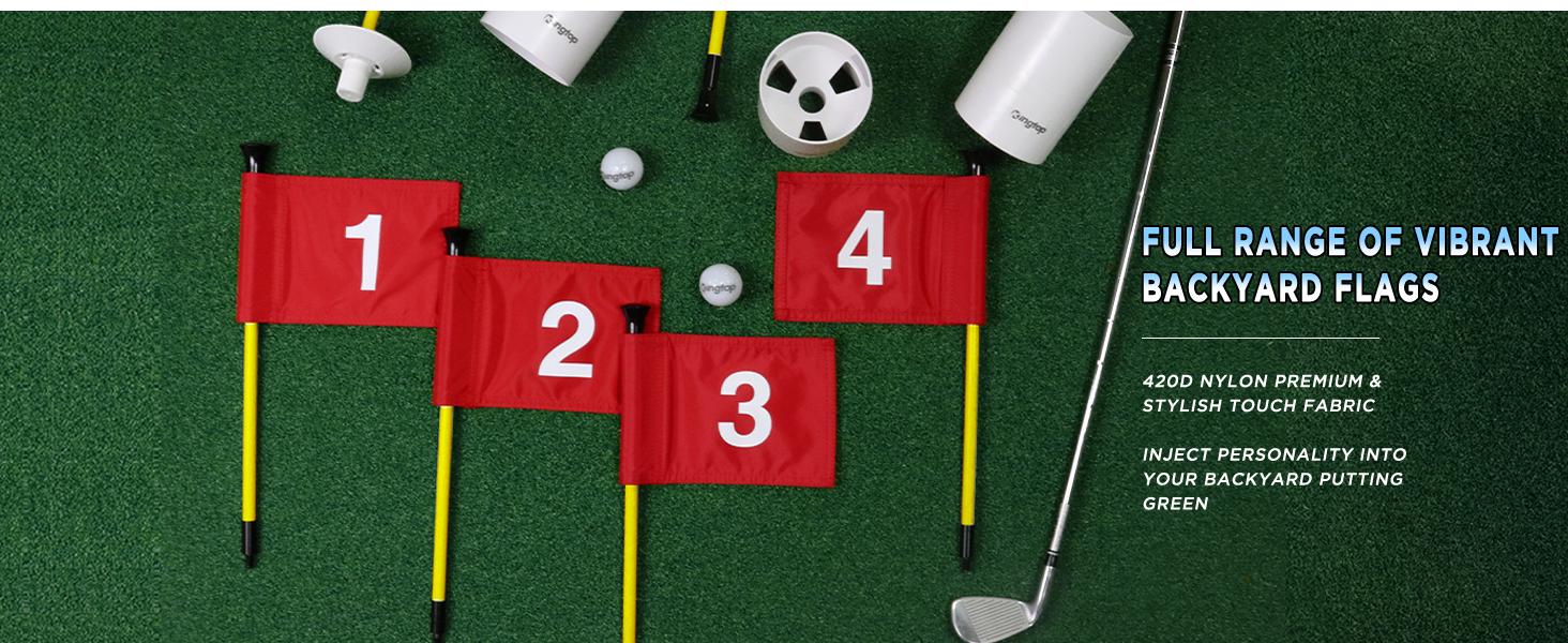 KINGTOP Mini Golf Flagstick for Backyard Practice Putting Green, 3ft Golf Pin Flag Hole Cup Set, Portable 2-Section Design, Gift Idea