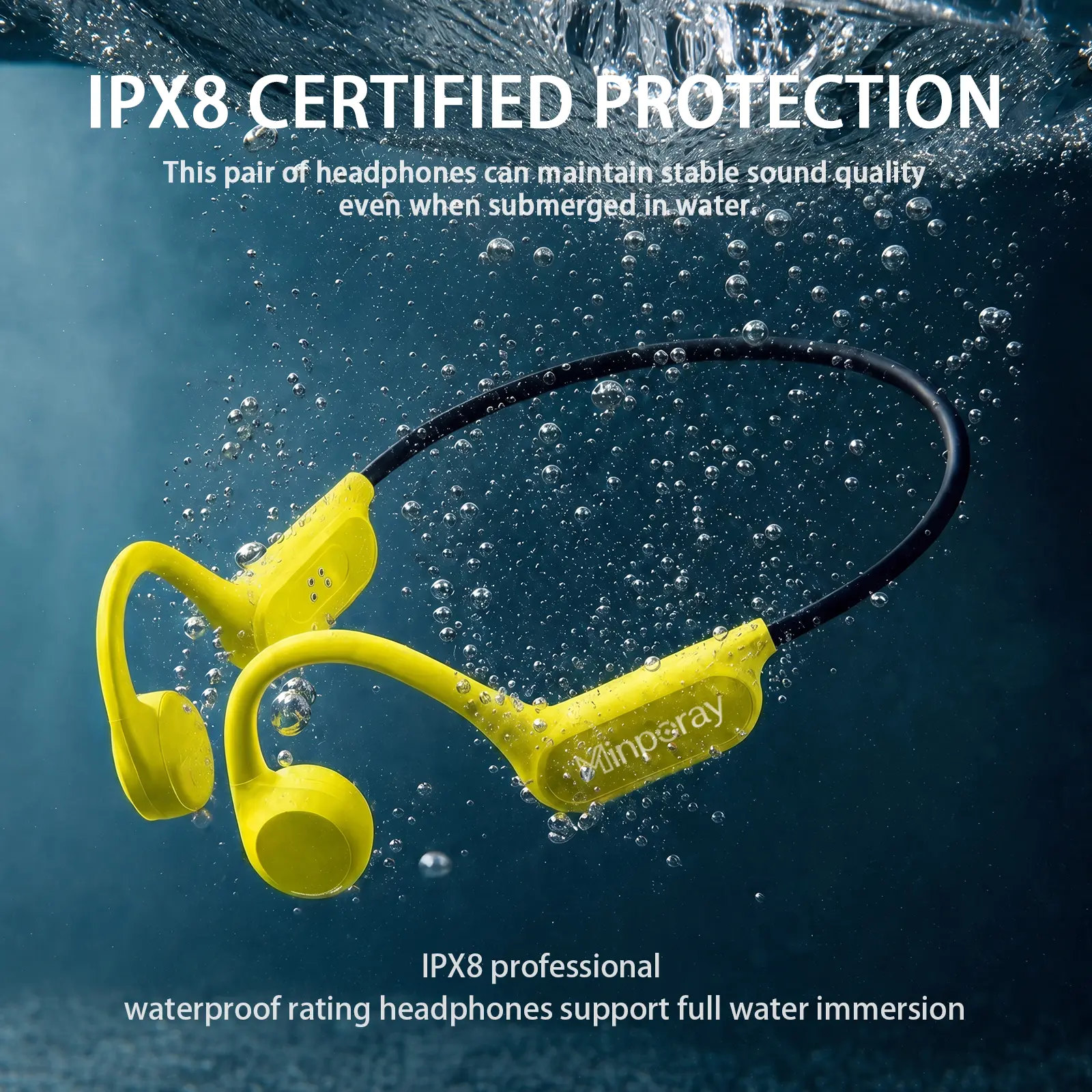 Bone Conduction Open Ear Bluetooth Headphones - Waterproof Sport Audio Device with Magnetic Ceramic Charging, Compatible with Android, for Running & Workout