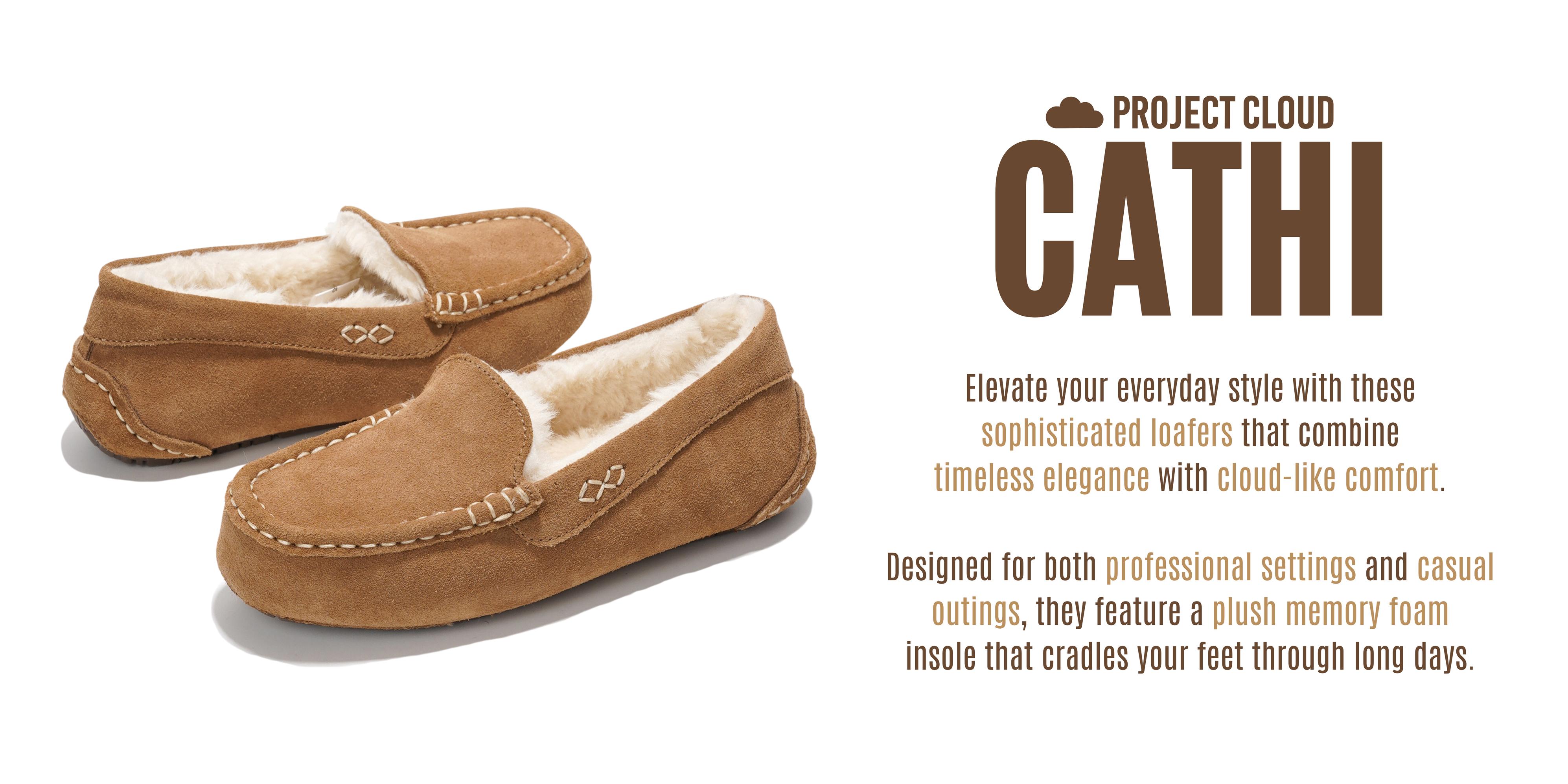 PROJECT CLOUD Women's | Women's Loafers Soft Fur Memory Foam Insole Lightweight Walking Shoes Non-Slip Girl Footwear Suede Flats - Cathi