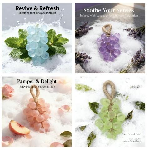 【Easter Gifts】Grape Soap on a Rope–Easter Handmade DIY Decorative Grape Soap,Natural and Gentle,Moisturizing and Cleansing,Long-Lasting Fresh Scent,Perfect for Home Décor and Bathroom,Aesthetic&Creative Christmas Gift,Valentine's Day&Mother's  gifts