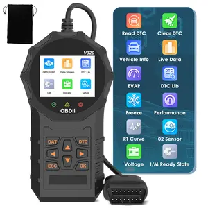 V320 OBD2 EOBD Car Diagnostic Scanner ABS Black, 9 Protocols Fault Code Read Clear Battery Test, 8 Languages Real-time Data Stream for All OBDII Cars