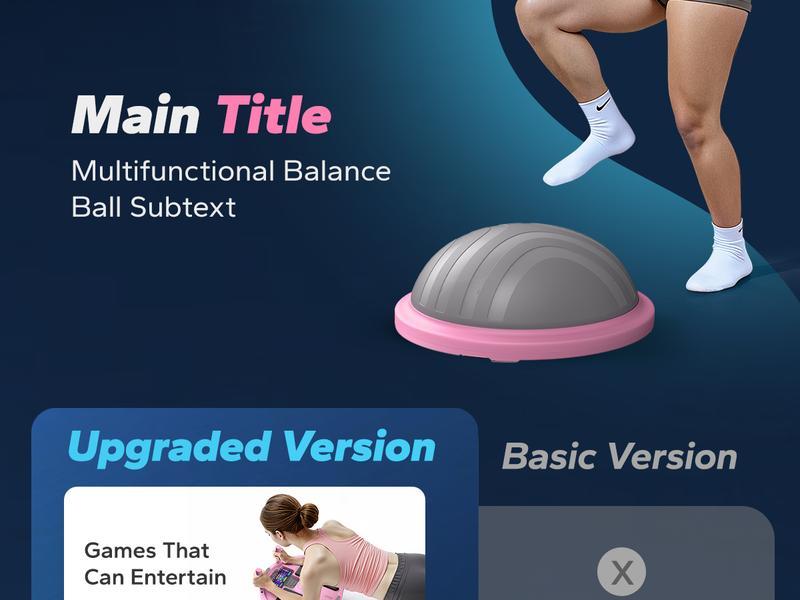 Terra Gym Half Exercise Balls Trainer Balance Ball Trainer 2-in-1 Yoga Ball with Resistance Bands & Game Mode Core Stability & Full-Body Home Fitness Workout Equipment