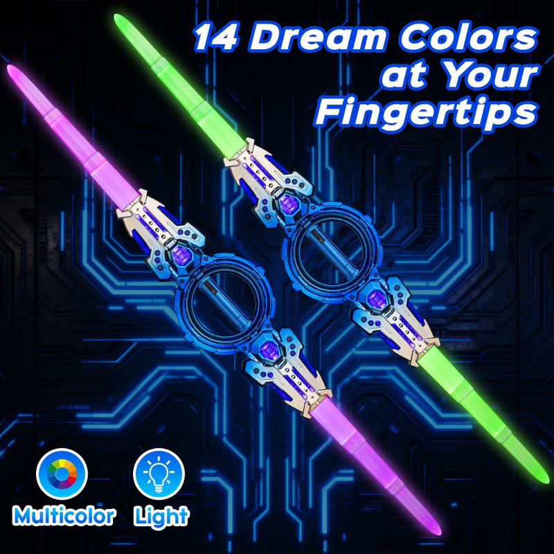 Light Up Sword, 7 Color Glowing, 360 Degree Rotation, Christmas Role Play Holiday Gift