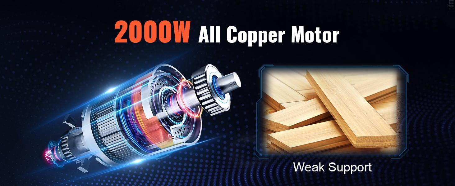 VEVOR Thickness Planer,  Single Speed, 13" Width Worktable Benchtop Planer, Two-Blade, 15-Amp 1800W Powerful Motor, 12" Extended Infeeding Table, Low Noise for both hard & soft wood material removal