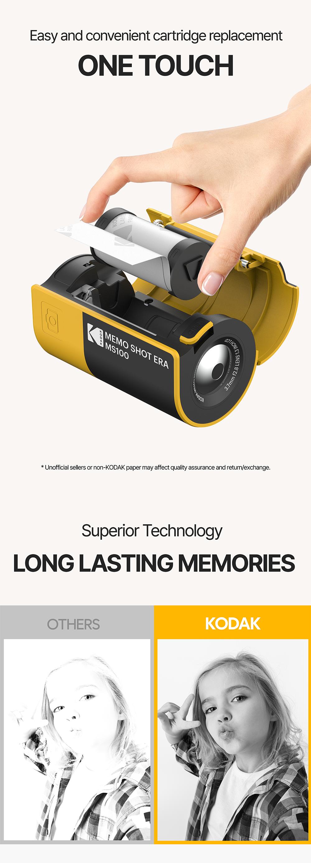 KODAK Memo Shot ERA Label Printer (1.8x2.7inches) bundle (camera with 1 roll + 9 rolls cartridge set) Instant Portable Black and White Sticker Photo Printer