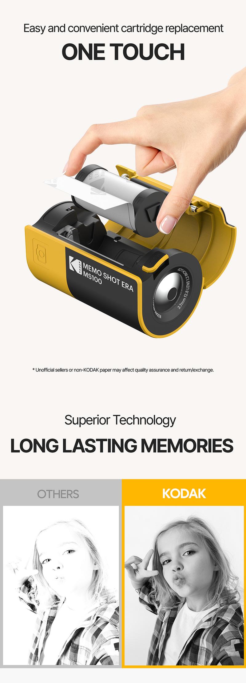 KODAK Memo Shot ERA Label Printer (1.8x2.7inches) bundle (camera with 1 roll + 9 rolls cartridge set) Instant Portable Black and White Sticker Photo Printer