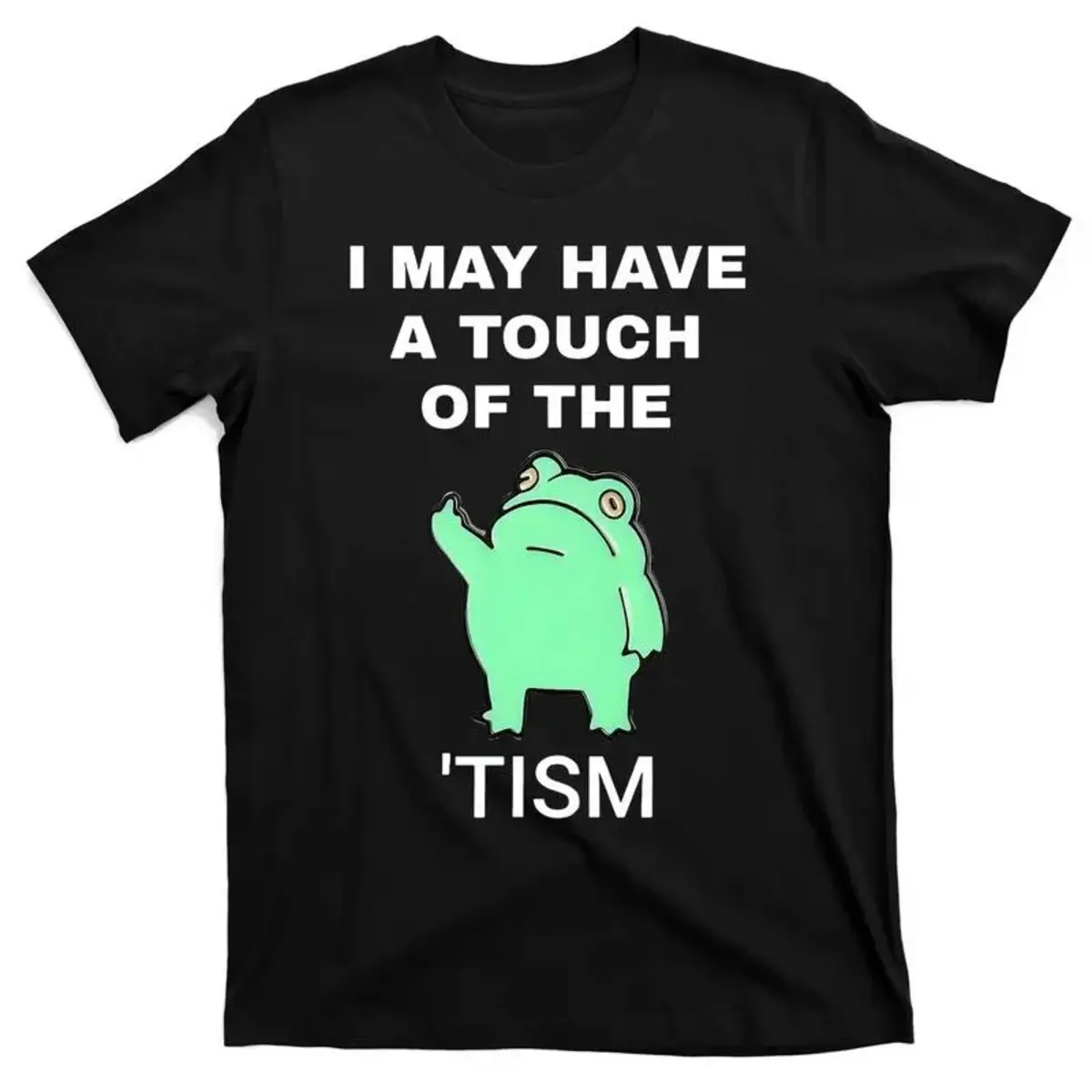 Basic Frog Print T-Shirt for Men - 'A Touch Of The Tism' Graphic, Casual Short Sleeve Crew Neck Top, Shortsleeve, Round Neck, Cargo, Denim