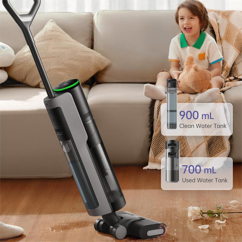 DREAME H12 PRO Wet Dry Vacuum Cleaner, Smart Floor Cleaner Cordless Vacuum and Mop for Hard Floors, One-Step Edge to Edge Cleaning with Hot Air Drying Black