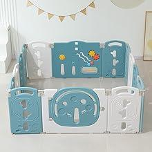 Baby Playpen,Foldable Playpen for Babies and Toddlers,Kids Activity Centre Safety Play Yard,Safety Gates for Indoor&Outdoor,Toddler Fence Play Area,Portable, Educational, 18 Panels
