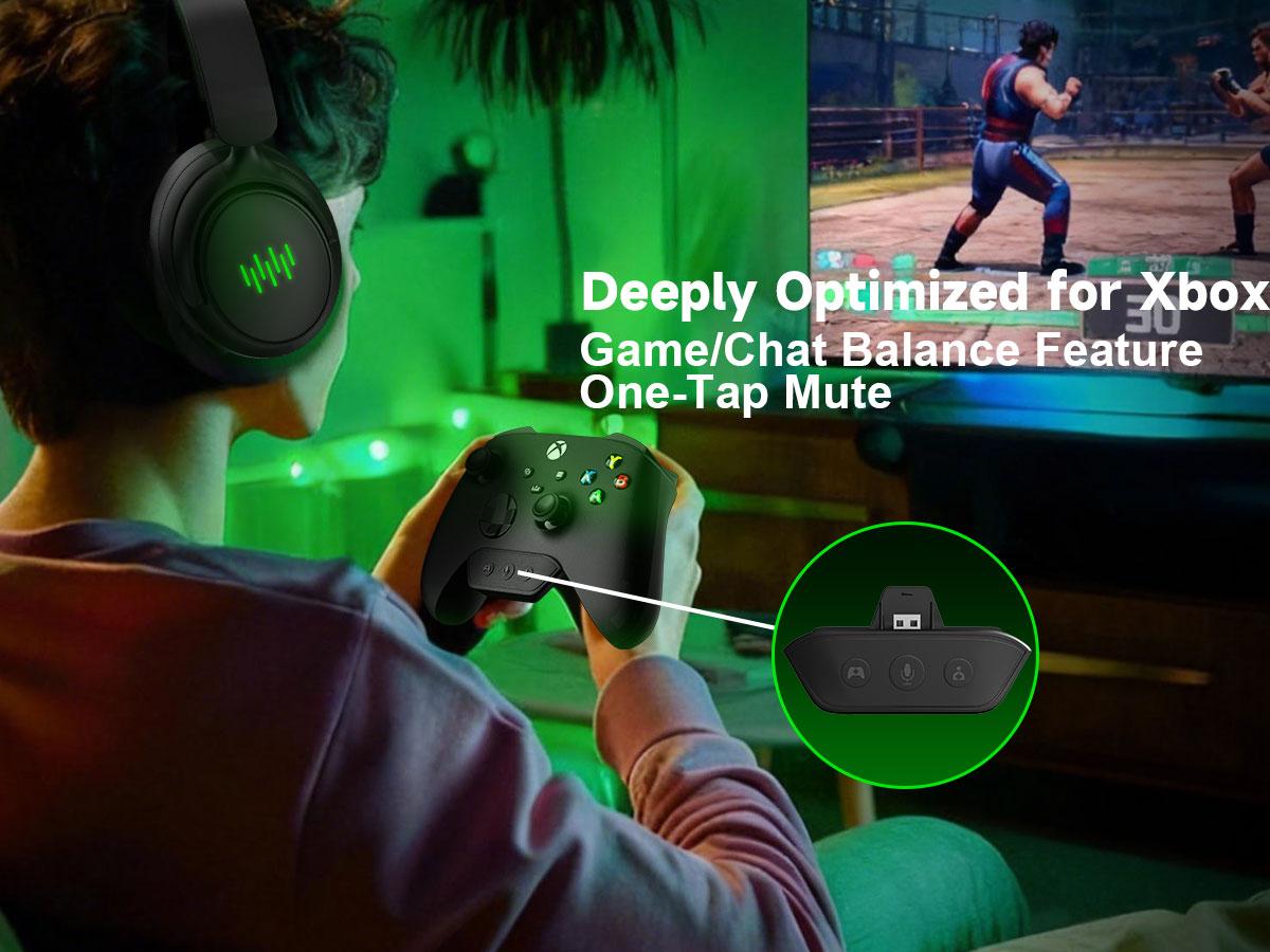 Upgraded Wireless Gaming Headset for Xbox with Game/Chat Audio Balance, Adjustable vocals and background sounds, Mic Mute, Bluetooth, 3D Surround Sound,Foldable Bluetooth Headset Works with PS5, Mac, PC, Nintendo Switch - Long Battery Life