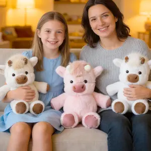 Cute Highland cow plush toy for children — a fluffy, adorable Highland calf stuffed animal that’s perfect as a Children’s Day gift and a companion present for kids.