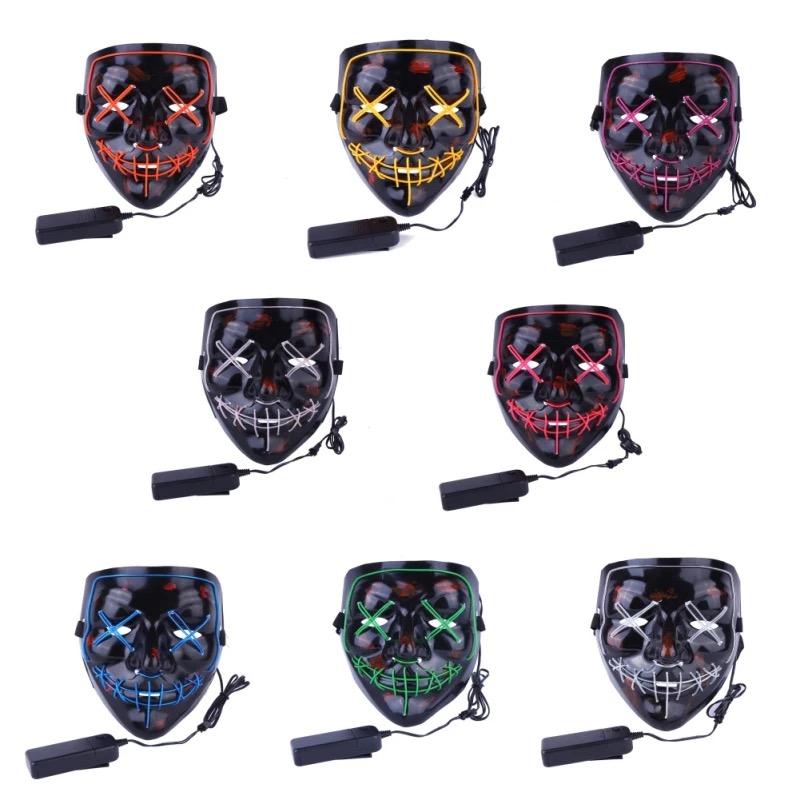 Halloween Clubbing Light Up LED Mask Costume Rave Cosplay Party Purge 3 Modes