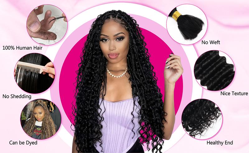 100% Real Human Hair Braiding Hair Deep Wave Bohemian Deep Wave Bulk 100% Human Braiding Hair for Boho Braids Wet and Wavy Boho Knotless Braids Hair Extensions No Weft Natural Color 100% Real Human Hair Braiding Hair Deep Wave Bohemian Deep Wave Bulk 100% Human Braiding Hair for Boho Braids Wet and Wavy Boho Knotless Braids Hair Extensions No Weft Natural Color