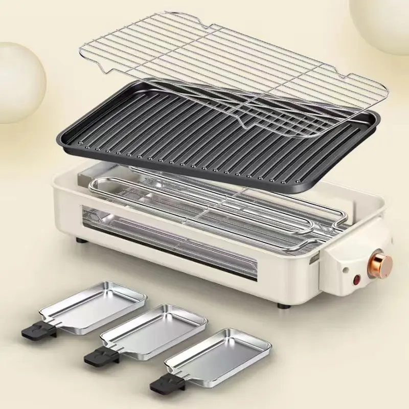 1500W Smokeless Electric Indoor Barbecue Grill Griddle - Non-Stick 16x9-in Plate, Fast Heating, Easy to Clean, Compact Design, Ideal for Family Dining & Gatherings (Cooks Meat, Vegetables, Seafood), Smokeless Indoor Teppanyaki Grills Adjustable Bbq Grill
