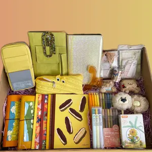 Stationery Set with Vibrant Yellow Accessories Variety of Items for Organizing Writing Includes Notebooks Pens Pencil Case and Stylish Storage Solutions