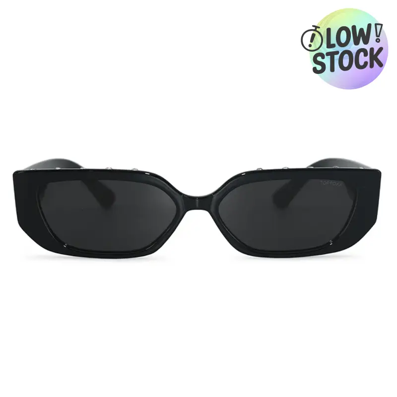 Sparkle In Your Eye - Black - Tangle Free Rectangular Sunglasses - Certified Shatter-Resistant Lenses - UV400 - For Women & Men