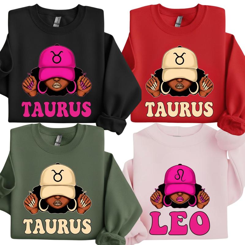 [Full 12 Zodiac] Zodiac Vibes Sweatshirt – Mixed Texture Hat Graphic, Complete Horoscope Collection with Bold Patterned Text, Unisex Astrology Gift for Men & Women