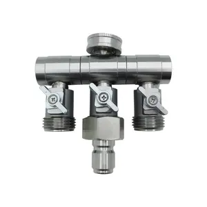 GoBluTech 3 Way Splitter - Stainless Steel Quick Connect with Garden Hose Spigot Faucet Bib, Stainless Steel Heavy Duty 3 Way Connector, Quick Connect for Blu Technology Hoses