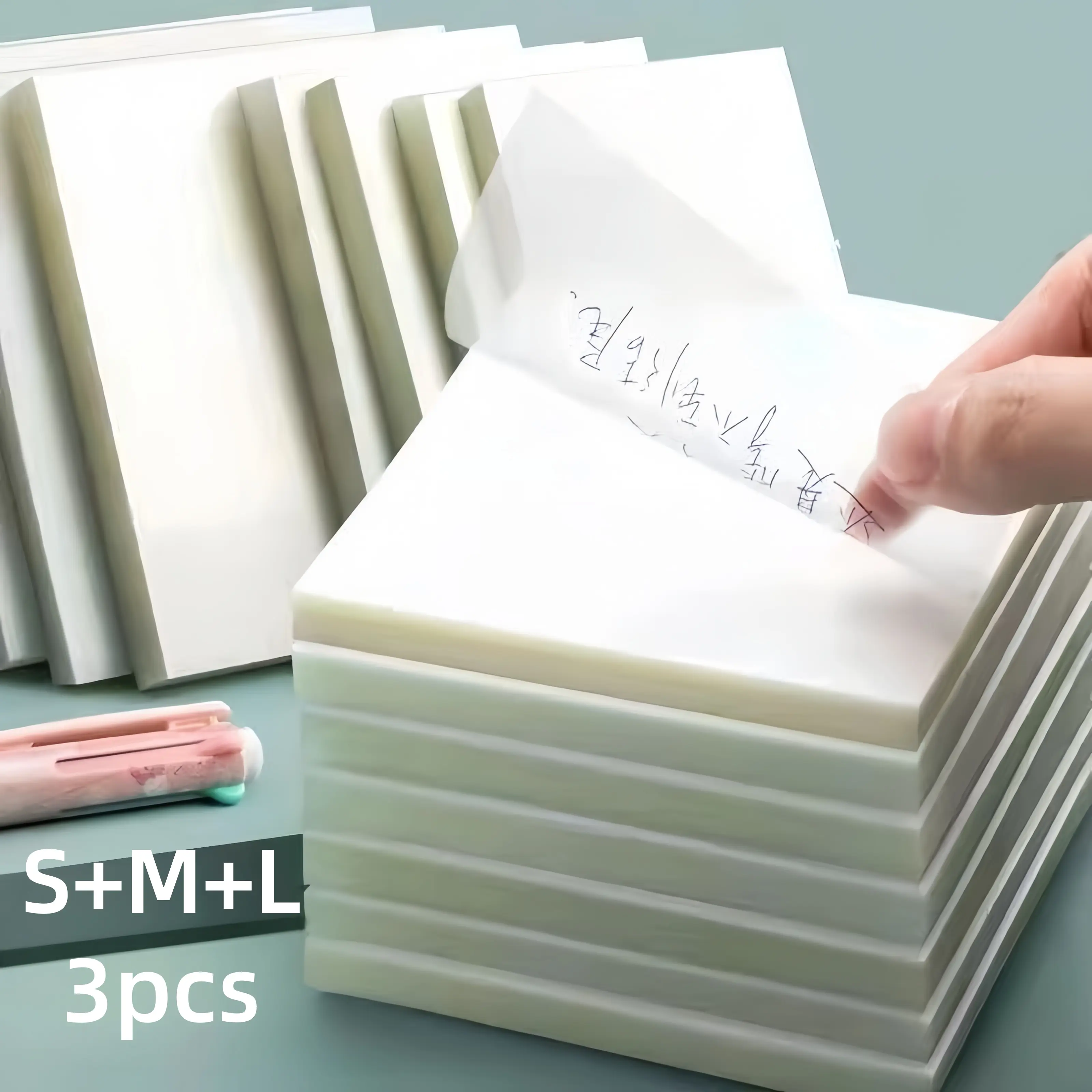 Transparent Self-Adhesive Sticky Notes, 50 Sheets Per Pack – Clear Index Tab Notepads for Office & School Stationery, Available in 3-Pack / 6-Pack Options-MM1