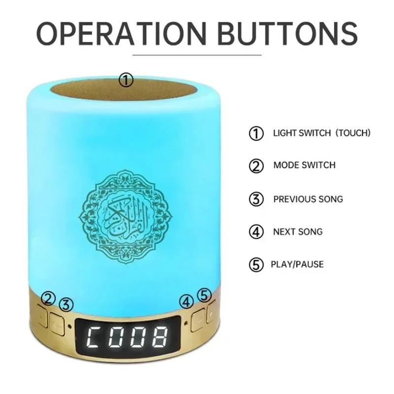 Equantu Wireless Portable Bluetooth-compatible Speaker USB Rechargeable with Night Light & Remote Control Music Sound Box for Home Office Audio