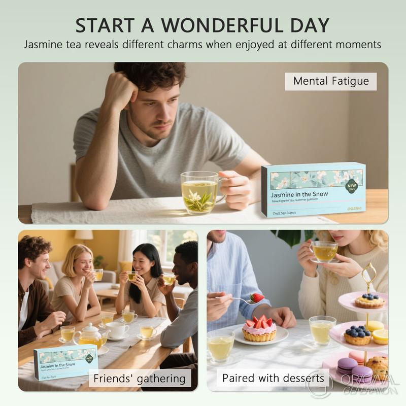 Jasmine In The Snow Jasmine Tea 75g 2.5g×48pack Fresh Green Tea And Summer Jamine Individual Package Imprinted 7 Times With Green Tea