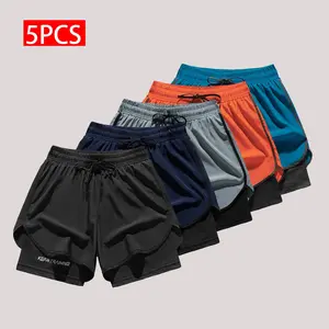 Women’s Summer Running Shorts 5-Pack Lightweight Sports Double-Layer Quick-Dry Inner Thigh Trunks