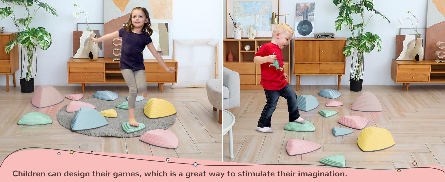 Set of 12/25 Children's sensory balance training stepping stone in macaroon for coordination and strength Stepping stone with rubber non-slip sides. kid Rainbow Stepping Stones Set Safety Parks outdoor play equipment Kindergartens