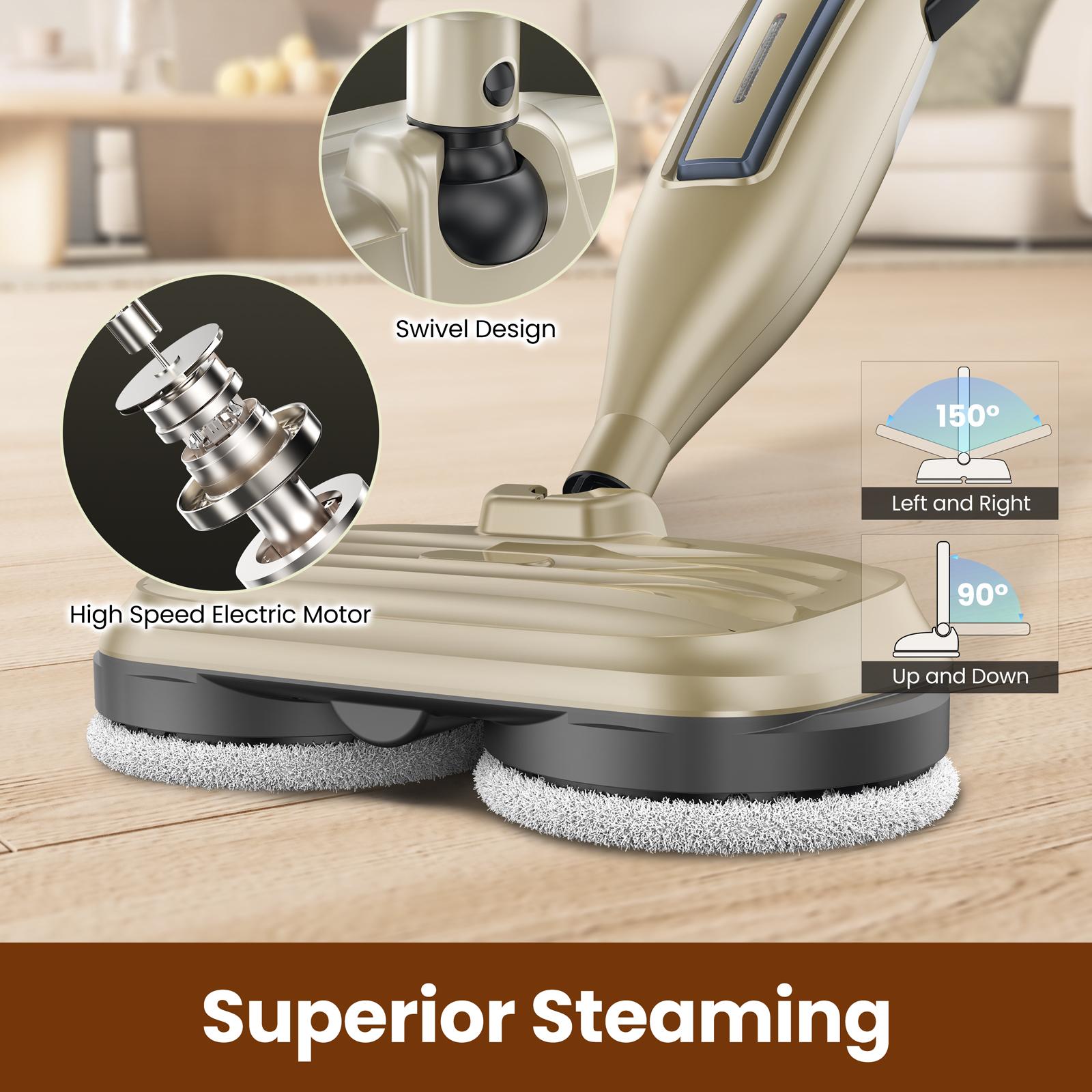 [FebFaves]DEVOAC VM6 Rotating Steam Mop, Electric Cleaner for Sticky Grime & Grease. 10-in-1 with 3 Steam Settings for Floors, Walls, Tiles, Cabinets. Fast Heat-Up.