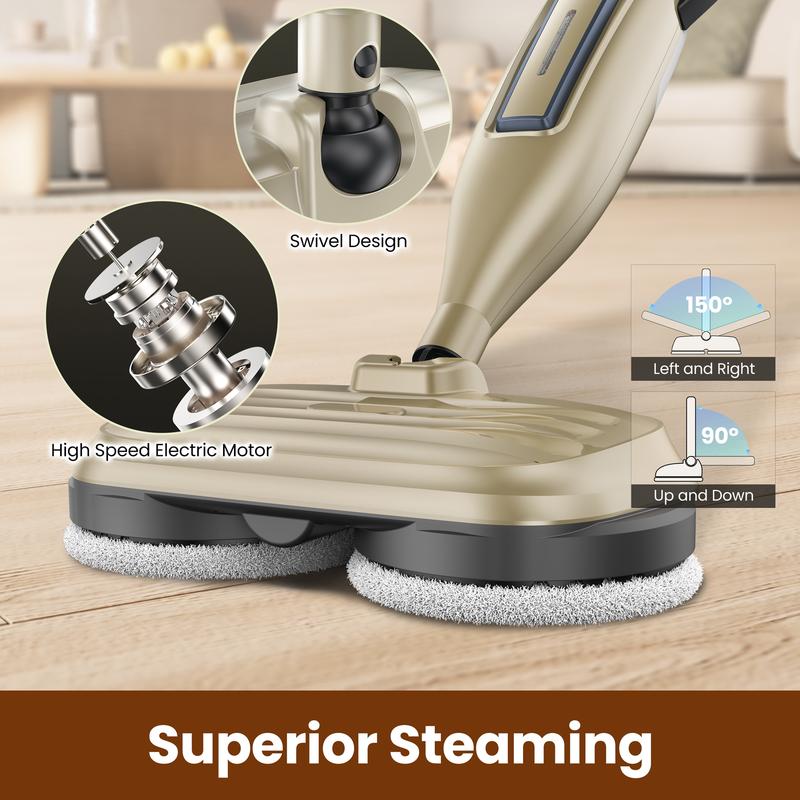 [FebFaves]DEVOAC VM6 Rotating Steam Mop, Electric Cleaner for Sticky Grime & Grease. 10-in-1 with 3 Steam Settings for Floors, Walls, Tiles, Cabinets. Fast Heat-Up.