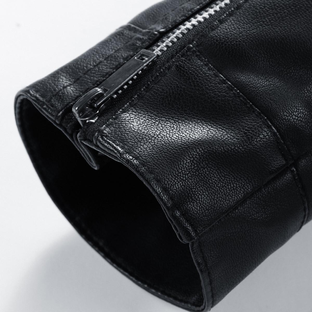 Men'S Slim-Fit Faux Leather Bomber Jacket - Black, Blue, Zip-Up , Long Sleeves, Casual & Versatile for Daily Wear, Casual Outerwear | Minimalist Jacket | Polyester Lined Jacket,  Menswear Tops Coats ,Stylish Zipper