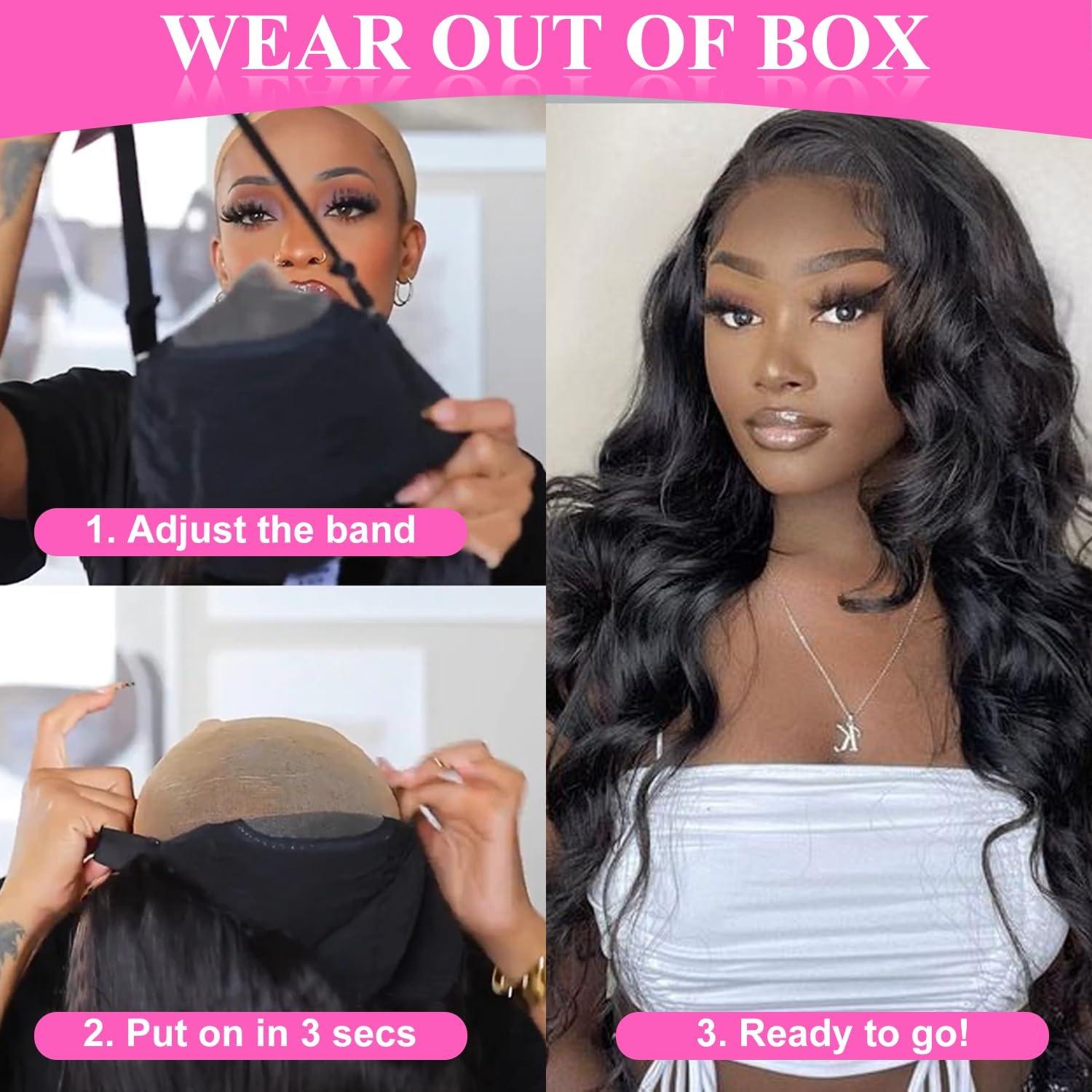 Bling Hair Body Wave 6x4 Glueless Wigs Human Hair Pre Plucked Pre Cut 5x5 HD Lace Closure Wigs Human Hair 180% Density Easy To Wear Wigs Human Hair For Women