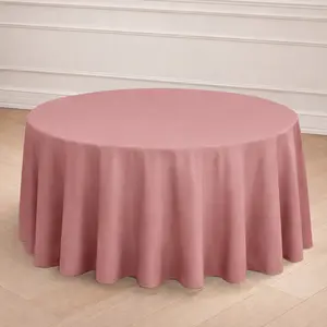 Polyester 120" Round Tablecloth Dusty Rose - Seamless Wrinkle-Resistant Table Cover