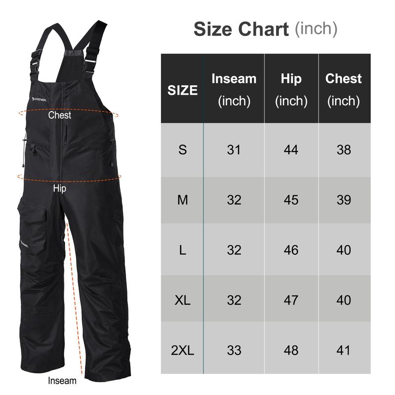 RODEEL 724 Premium Waterproof Bib Overalls Men Tactical Rainwear with Adjustable Suspenders and Multiple Pockets Relaxed Rain Pants Workwear for Outdoor Fishing Boating Car Washing Construction Landscaping Gardening Menswear, Holiday Gift