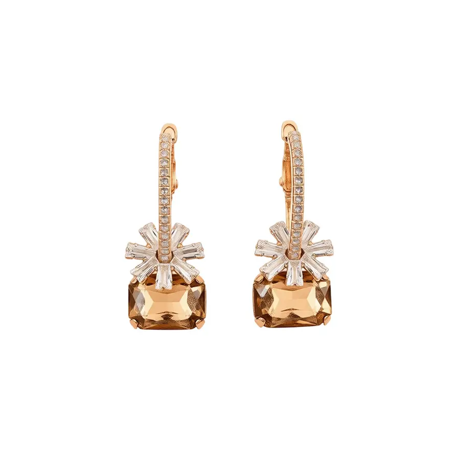 Ear Cuff for Women, French Vintage Flower Jewelry with Created Zircon, Square Base for Earring Stack, Lightweight Valentine's Day Gift, Ear Cuff Earrings, Fashion, Ear Stacking