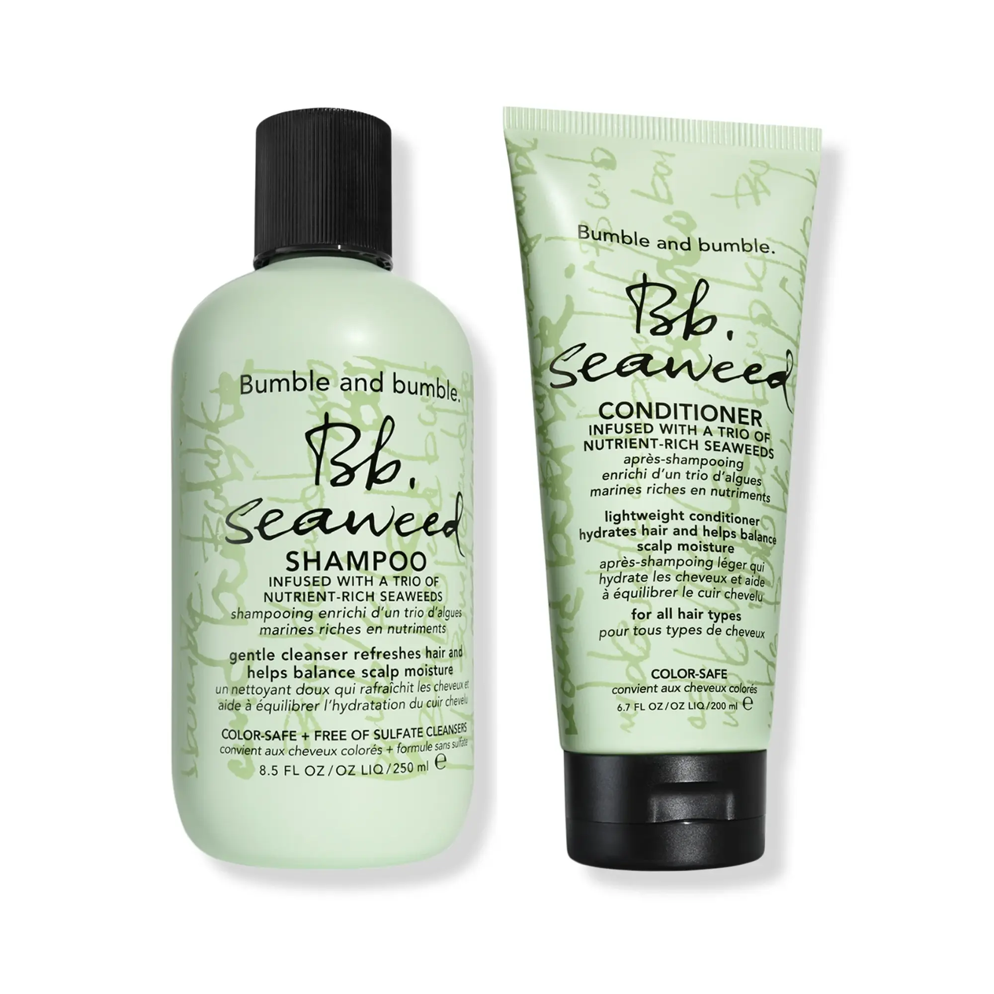 Bumble and bumble Seaweed Shampoo & Fine Hair Conditioner, Lightweight Daily Cleansing Haircare Duo for Dry Hair, 8.5oz & 6.7oz, Blend, Unisex, Cleanser